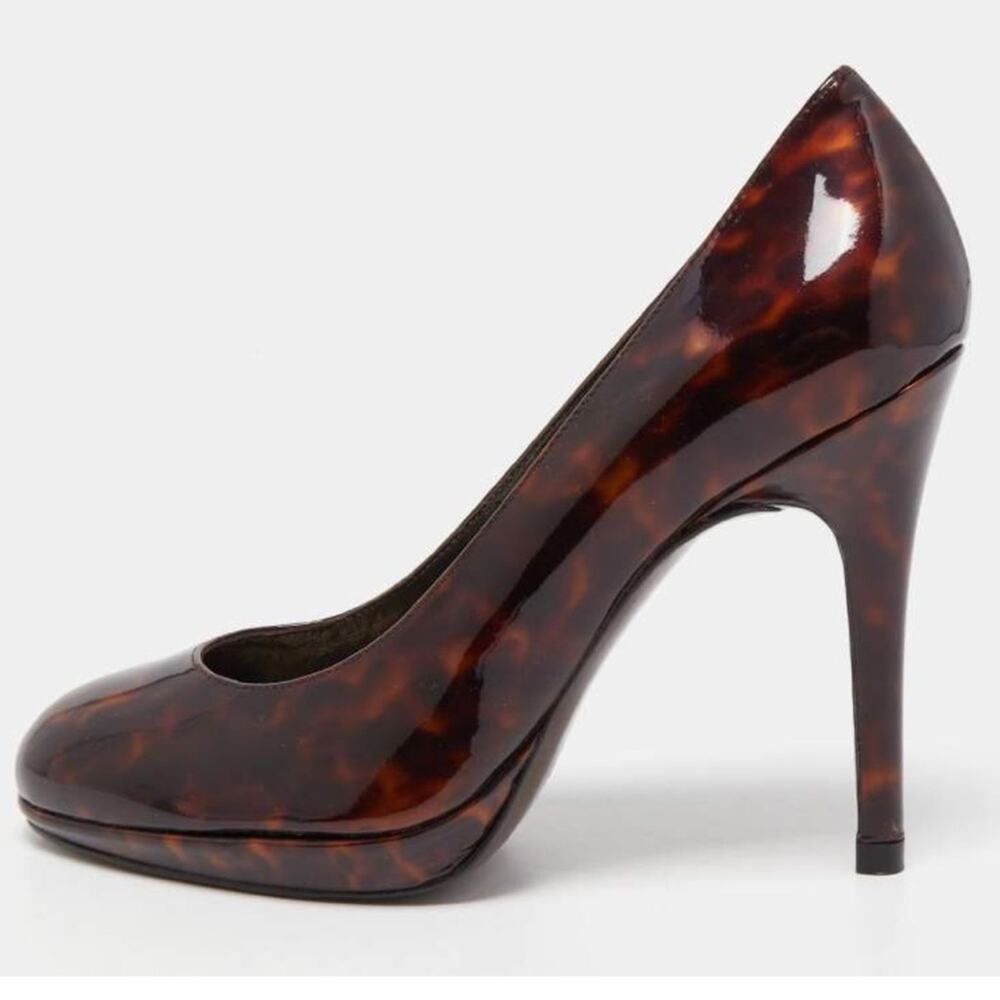 Stuart Weitzman brown Tortoise shell Heels leather pumps size 9.5 round toe